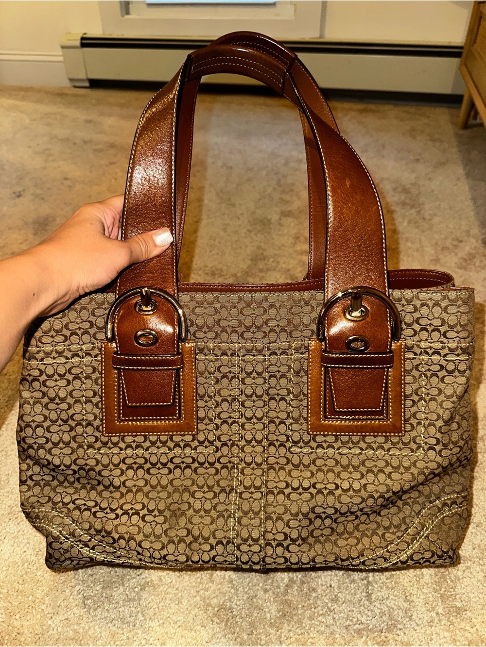 Coach bag Brown with Leather Trim